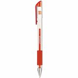 Universal+Comfort+Grip+Gel+Pen%2C+Stick%2C+Medium+0.7+mm%2C+Red+Ink%2C+Clear%2FRed+Barrel%2C+Dozen