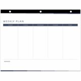Blueline 52-Week Undated Weekly Desk Pad/Calendar - 11" x 8 1/2" - English - Undated - 8 1/2" (215.90 mm) x 11" (279.40 mm) Sheet Size - 3-ring - Desk Pad - Chipboard - Tear-off, Top Bound, Reinforced, Hole-punched