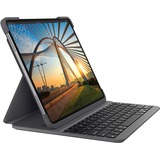 Logitech Slim Folio Pro Keyboard/Cover Case (Folio) for 12.9" Apple, Logitech iPad Pro (3rd Generation), iPad Pro (4th Generation) Tablet - Oxford Gray - Scuff Resistant, Scratch Resistant, Spill Resistant, Knock Resistant, Bump Resistant - 9.06" (230.12 mm) Height x 11.30" (287.02 mm) Width x 0.88" (22.35 mm) Depth