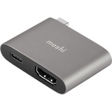 Moshi USB-C to HDMI Adapter with Charging, 4K up to 60 Hz, HDR, USB-C Charging Pass-through, Works with MacBook, MacBook Air, MacBook Pro, Surface