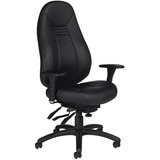 Global OBUSforme Comfort Multi-Tilter Chair - Black Mock Leather Seat - Black Mock Leather Back - High Back - 5-star Base - Black - Luxhide, Bonded Leather - Armrest - 1 Each