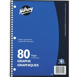 Hilroy Spiral Notebook - 80 Pages - Spiral - Quad Ruled - 3 Hole(s) - 10.50" (266.70 mm) x 8" (203.20 mm) - Hole-punched - 1 Each