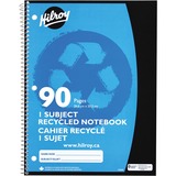 Hilroy Recycled Notebook - 45 Sheets - 90 Pages - Ruled Margin - 10 1/2" x 8" - Spiral Bound - Recycled - 1 Each