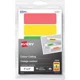 Avery Removable Rectangular Colour Coding Labels - 1" Width x 3" Length - Removable Adhesive - Rectangle - Green, Orange, Red, Yellow - 5 / Sheet - 15 Total Sheets - 75 Total Label(s) - 75 / Pack