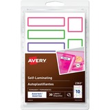 Avery Self-Laminating LabelsHandwrite, Assorted Sizes - Waterproof - Permanent Adhesive - Neon Green, Neon Orange, Neon Pink, Neon Purple - 10 / Sheet - 3 Total Sheets - 30 Total Label(s) - 30 / Pack - Write-on Label, Self-laminating, Durable, Wipeab