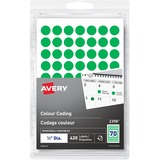 Avery Removable Colour Coding LabelsHandwrite, " , Green - - Height1/2" Diameter - Removable Adhesive - Round - Green - Paper - 768 / Pack
