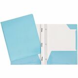 GEO Letter Report Cover - 8 1/2" x 11" - 80 Sheet Capacity - 3 x Prong Fastener(s) - 2 Internal Pocket(s) - Cardboard - Light Blue - 1 Each