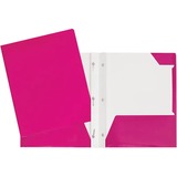 Geocan Letter Report Cover - 8 1/2" x 11" - 80 Sheet Capacity - 3 Fastener(s) - 2 Internal Pocket(s) - Pink - 1 Each