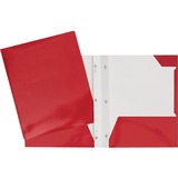 GEO Letter Portfolio - 8 1/2" x 11" - 80 Sheet Capacity - 3 x Prong Fastener(s) - 2 Internal Pocket(s) - Cardboard - Red - 1 Each