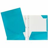 GEO Letter Portfolio - 8 1/2" x 11" - 80 Sheet Capacity - 3 x Prong Fastener(s) - 2 Internal Pocket(s) - Cardboard - Turquoise - 1 Each
