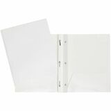 GEO Letter Portfolio - 8 1/2" x 11" - 80 Sheet Capacity - 3 x Prong Fastener(s) - 2 Internal Pocket(s) - Cardboard - White - 1 Each