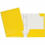 GEO Letter Portfolio - 8 1/2" x 11" - 80 Sheet Capacity - 3 x Prong Fastener(s) - 2 Internal Pocket(s) - Cardboard - Yellow - 1 Each