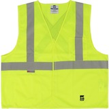 Viking Open Road Solid Safety Vest - Recommended for: Flagger, Construction, School - Machine Washable, Multiple Pocket, Hook & Loop Closure - Large/Extra Large Size - Polyester - Lime, Orange - 1 Each