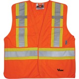 Viking 5pt. Tear Away Safety Vest - Recommended for: School, Emergency, Warehouse, Law Enforcement, Building, Construction, Outdoor, Industrial - Reflective, D-ring, Multiple Pocket, Hook & Loop, Two-strap Design, High Visibility, Breathable - Large/Extra Large Size - Strap Closure - Polyester - Orange - 1 Each