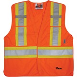 Viking 5pt. Tear Away Safety Vest - Recommended for: School, Emergency, Warehouse, Law Enforcement, Building, Construction, Outdoor, Industrial - Large/Extra Large Size - Strap Closure - Polyester - Orange - Reflective, D-ring, Multiple Pocket, Hook & Loo
