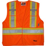 Viking 5pt. Tear Away Safety Vest - Recommended for: Outdoor, Building, Construction, School, Emergency, Warehouse, Law Enforcement, Industrial - Small/Medium Size - Strap Closure - Polyester - Orange - D-ring, Multiple Pocket, Hook & Loop, Reflective, Hi