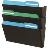 Deflecto EZ Link Stackable DocuPocket - 3 Pocket(s) - Black - Polystyrene - 3 / Pack