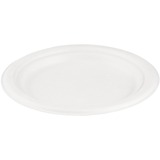 Eco Guardian 7" Round Compostable Plates - Disposable - Microwave Safe - White - Bagasse Body - 50 / Pack