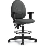 Offices To Go Beta | Posture Task Drafting Stool with Arms - Polyester Seat - Polyester Back - Ebony - 1 Each