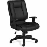 Offices To Go Ashmont | High Back Management Tilter - Luxhide, Bonded Leather Seat - Luxhide, Bonded Leather Back - High Back - Black - 1 Each