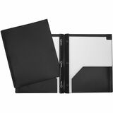 Geocan Letter Report Cover - 8 1/2" x 11" - 3 Fastener(s) - 2 Internal Pocket(s) - Black - 1 Each