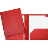 Geocan Letter Report Cover - 8 1/2" x 11" - 3 Fastener(s) - 2 Internal Pocket(s) - Red - 1 Each