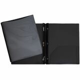 GEO Letter Report Cover - 8 1/2" x 11" - 3 x Prong Fastener(s) - 2 Front, Internal Pocket(s) - Plastic - Black - 1 Each