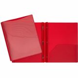 Geocan Letter Report Cover - 8 1/2" x 11" - 3 Fastener(s) - 2 Front, Internal Pocket(s) - Red - 1 Each