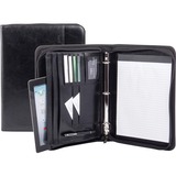 bugatti RGB1105 Ring Binder Writing Case - Letter - 8 1/2" x 11" Sheet Size - Round Ring Fastener(s) - Synthetic Leather - Black - Notepad, Card Holder, Pen Holder, ID Holder, Expandable, Zipper Closure - 1 Each