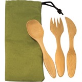 GEO Small Bamboo Utensil Set - 3 Piece(s) - 1Pack - Cutlery Set - 1 x Spoon - 1 x Fork - 1 x Knife