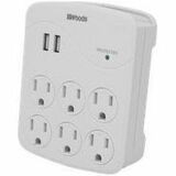 Wood Industries 6-Outlet Surge Suppressor/Protector - 6 x AC Power, 2 x USB - 1.80 kVA - 1000 J - 120 V AC Input