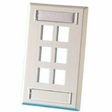 Ortronics Single Gang Keystone Faceplate, 6 Port, Cloud White - 6 x Total Number of Socket(s) -...