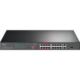 TP-Link 16-Port 10/100 Mbps + 2-Port Gigabit Rackmount Switch with 16-Port PoE+ - 16 Ports - 2 Layer Supported - Modular - 1 SFP Slots - 12.70 W Power Consumption - 150 W PoE Budget - Optical Fiber, Twisted Pair - PoE Ports - Rack-mountable - Lifetime Lim