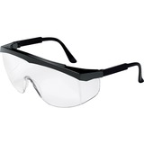 MCR Safety SS1 Series Black Safety Glasses With Clear Lens - Recommended for: Indoor, Outdoor - Wraparound Lens, Side Shield, UV Resistant, Rugged, Single Lens, Spatula Temple, Adjustable Temple, Scratch Resistant, Adjustable Nose-piece, Molded Grip, Comfortable, ... - One Size Size - 1 Each