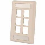 Ortronics HDJ 6-Port Single-Gang Faceplate with Label Field - 6 x Total Number of Socket(s) -...