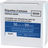 Premium Tape Address Labels - Alternative for Dymo 30320 - 1-1/8" x 3-1/2" (28 mm x 89 mm) - Black on White - 260 Labels / Roll - 2 Rolls / Pack - 1 Pack