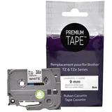 Premium Tape Label Tape - Alternative for Brother TZe-221 - 3/8" x 26' (9 mm X 8 m) - Black on White - 1 Pack