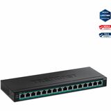 TRENDnet 16-Port Gigabit PoE+ Switch; TPE-TG160H; 123W PoE Power Budget; 32 Gbps Switching Capacity; Desktop Switch; Ethernet Network Switch; Metal; 1U 10" Rack Mountable; Lifetime Protection - 16-Port Gigabit PoE+ Switch