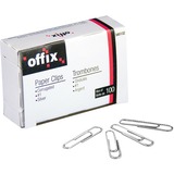 Offix Paper Clip - for Paper - Non-skid - 1 / Box - Nickel