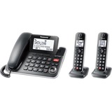 Panasonic KX-TGF872B DECT 6.0 Corded/Cordless Phone - Black - Corded/Cordless - Corded - 1 x Phone Line - 2 x Handset - Speakerphone - Hearing Aid Compatible