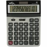 Offix Simple Calculator - Large Display, 4-Key Memory - 12 Digits - Battery/Solar Powered - Desktop - 1 Each