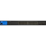 Linksys 24-Port Managed Gigabit PoE+ Switch - 24 Ports - Manageable - TAA Compliant - 3 Layer Supported - Modular - 410 W PoE Budget - Optical Fiber, Twisted Pair - PoE Ports - 5 Year Limited Warranty
