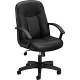 HON+High-Back+Executive+Chair+%7C+Center-Tilt+%7C+Fixed+Arms+%7C+Black+SofThread+Leather