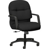 HON Pillow-Soft Mid-Back Chair | Center-Tilt | Fixed Arms | Black Fabric