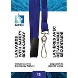 Gemex Lanyard - 12 / Pack - Blue - Polyester, Metal