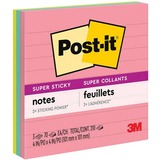 Post-it® Super Sticky Adhesive Note - 4" x 4" - Square - 70 Sheets per Pad - Miami - Repositionable, Adhesive, Recyclable - 3 / Pack
