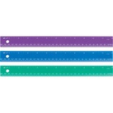 Westcott 300mm/12" Jewel Coloured Plastic Ruler - 1/16, 1/300 Graduations - Imperial, Metric Measuring System - Plastic - Translucent, Assorted