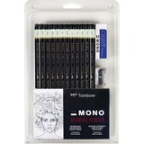 Tombow MONO Drawing Pencil Set - 4H, 3H, 2H, HB, F, HB, B, 2B, 3B, 4B, 5B, ... Lead - 12 / Set