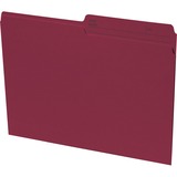 Continental 1/2 Tab Cut Letter Recycled Top Tab File Folder - 8 1/2" x 11" - Burgundy - 100% Recycled - 100 / Box
