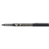 Pilot Hi-Tecpoint V7 Rollerball Pen - Medium Pen Point - 0.7 mm Pen Point Size - Black Liquid Ink - Stainless Steel Barrel - Carbon Alloy, Tungsten Carbide Tip - 2 / Pack